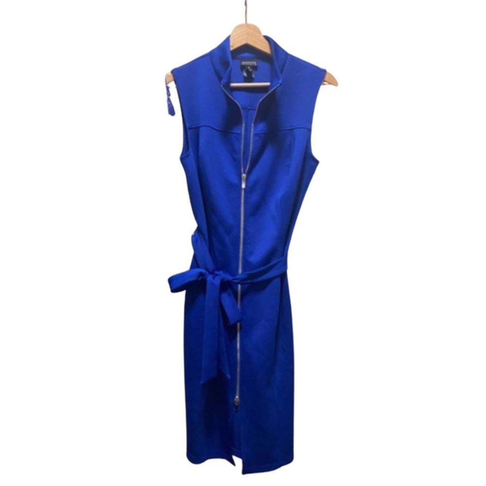 Royal Blue Zipped Up Midi w/waist wrap